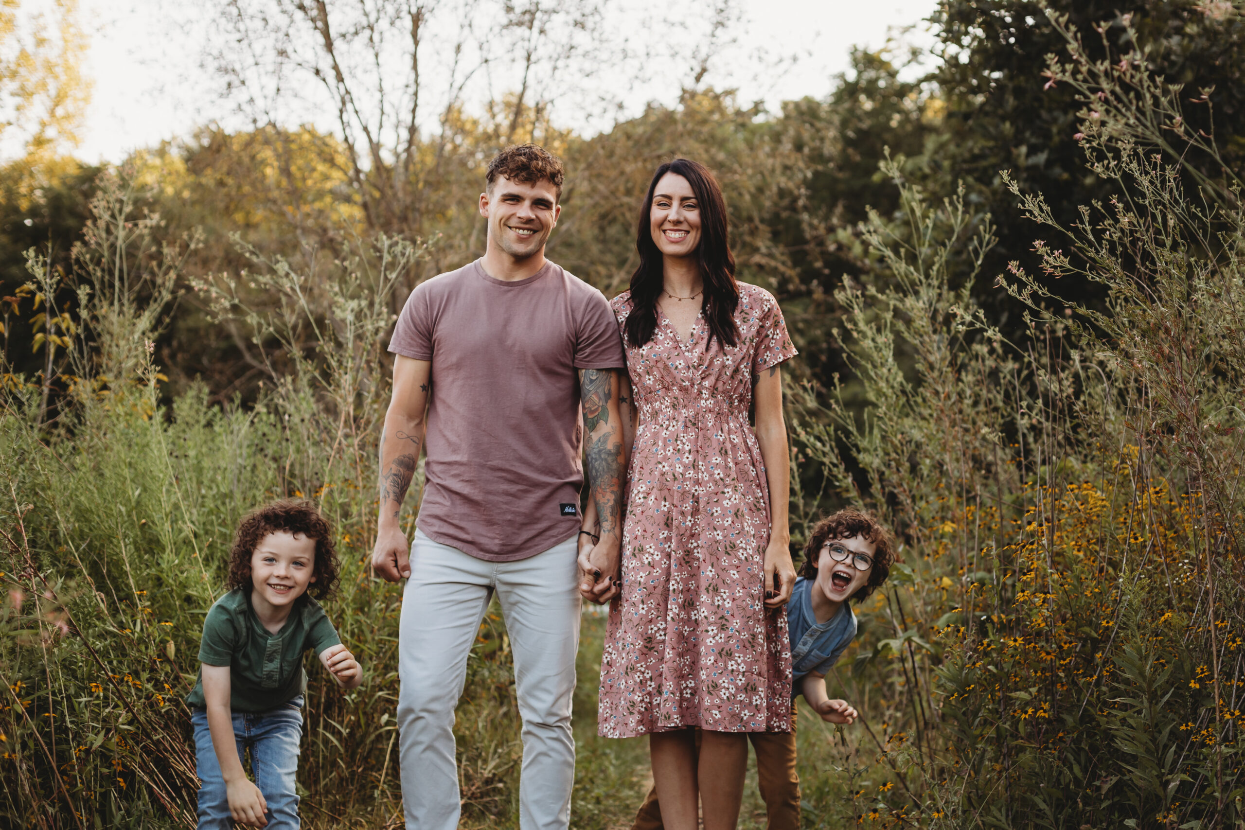 Family photo session at sunset